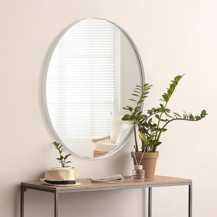 מראה עגולה מסגרת מתכת לבנה- מבחר גדלים לבחירה