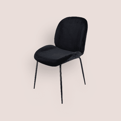 כסא אוכל מעוצב דגם ZIV שחור קטיפה ורגל שחורה
