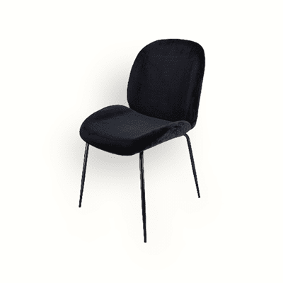 כסא אוכל מעוצב דגם ZIV שחור קטיפה ורגל שחורה
