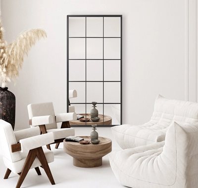 מראת ריבועים מעוצבת דגם PROVENCE מתכת שחורה -160 ס''מ