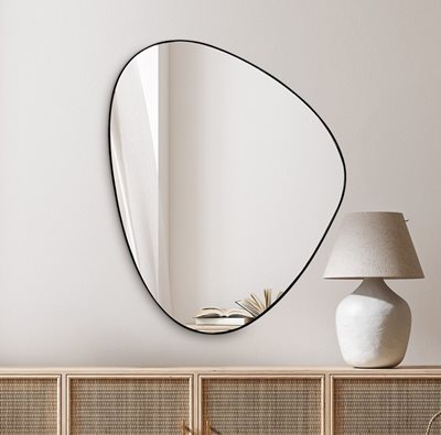 מראה מעוצבת דגם ADEL בסגנון משולש מעוגל מסגרת מתכת שחורה