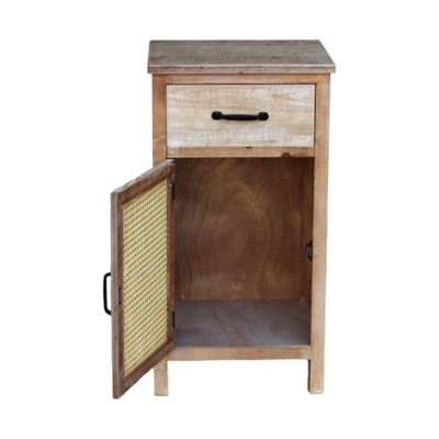 שידה מעוצבת דגם GANA עץ בשילוב ראטן דלת ומגירה