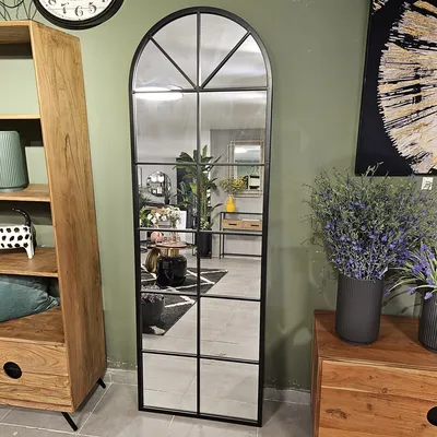 מראה מעוצבת דגם ORAN מתכת שחורה מחולקת חצי מעוגלת -180 ס''מ