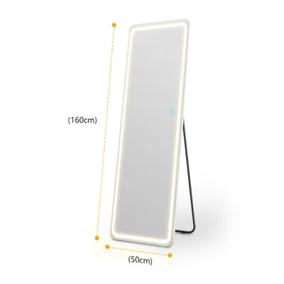 מראה מעוצבת דגם ROSE מלבנית בשילוב תאורת LED עומדת / תליה