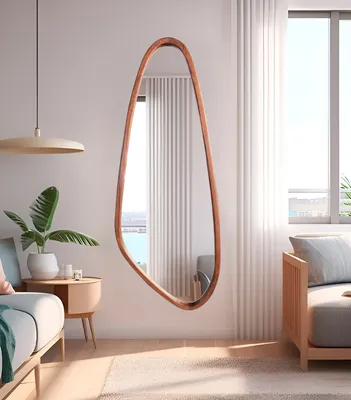 מראה מעוצבת דגם GALI מסגרת עץ טבעי בגוון אגוז -170 סמ