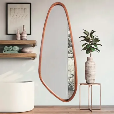 מראה מעוצבת דגם GALI מסגרת עץ טבעי בגוון אגוז -170 סמ