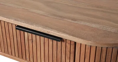 קונסולה מעוצבת דגם NAVA עץ מלא בשילוב רגל מתכת שחורה