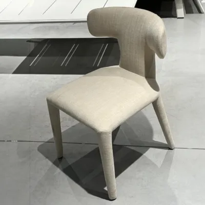 כסא אוכל מעוצב דגם NIKI בד אריג בגוון שמנת