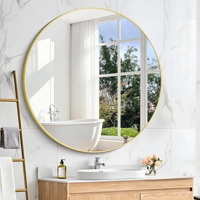 מראה עגולה מסגרת אלומיניום קוטר 100 ס''מ - צבעים לבחירה