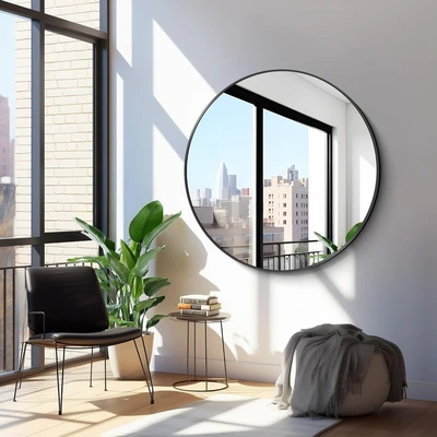 מראה עגולה מסגרת אלומיניום קוטר 100 ס''מ - צבעים לבחירה