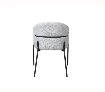 כסא אוכל מעוצב דגם MOR בד בגוון אפור בהיר רגל מתכת שחורה