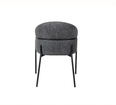 כסא אוכל מעוצב דגם MOR בד בגוון אפור כהה רגל מתכת שחורה