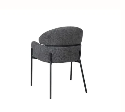 כסא אוכל מעוצב דגם MOR בד בגוון אפור כהה רגל מתכת שחורה