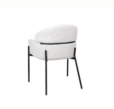 כסא אוכל מעוצב דגם MOR בד בגוון אבן רגל מתכת שחורה