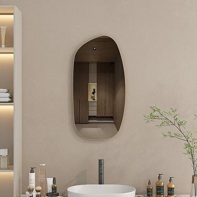 מראה אמורפית מעוצבת דגם SUN מסגרת מתכת זהב