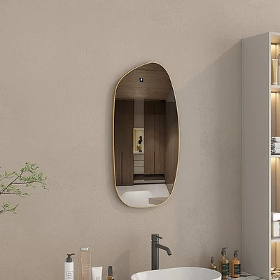 מראה אמורפית מעוצבת דגם SUN מסגרת מתכת זהב