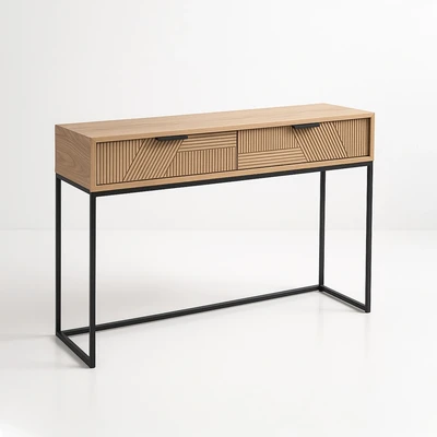 קונסולה מעוצבת דגם NAPAL עץ מלא 2 מגירות - 120 סמ