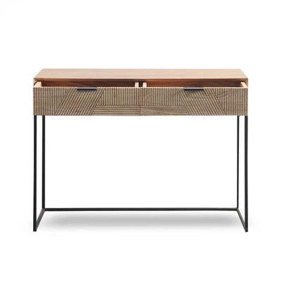 קונסולה מעוצבת דגם NAPAL עץ מלא 2 מגירות - 120 סמ