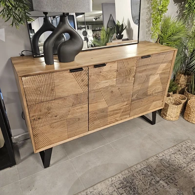 שידה מעוצבת דגם NAPAL עץ מנגו 3 דלתות - 130 סמ