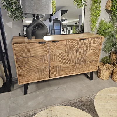 שידה מעוצבת דגם NAPAL עץ מנגו 3 דלתות - 130 סמ