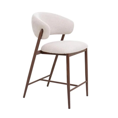 כסא בר מעוצב דגם MONZA בד גוון אבן רגל אגוז