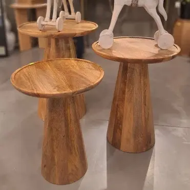 סט 3 שולחנות עץ מנגו גוון דבש דגם SEGAL