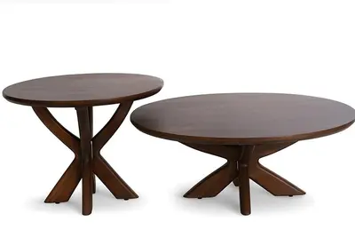 סט 2 שולחנות סלון עץ מנגו דגם JACK- גוון אגוז כהה