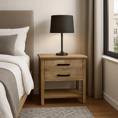 שידת צד מעוצבת ALBA עץ טבעי כולל 2 מגירות