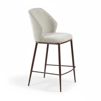 כסא בר מעוצב דגם SATAI-בז' רגל אגוז