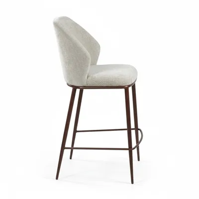 כסא בר מעוצב דגם SATAI-בז' רגל אגוז