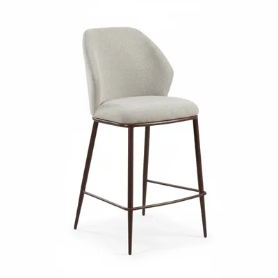 כסא בר מעוצב דגם SATAI-בז' רגל אגוז