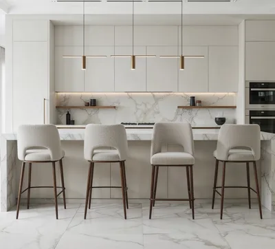 כסא בר מעוצב דגם PARIS-בז' רגל אגוז