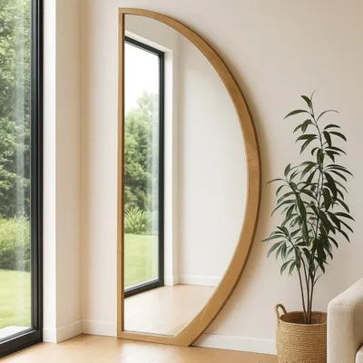 מראה מעוצבת דגם HARVEY מסגרת עץ טבעי