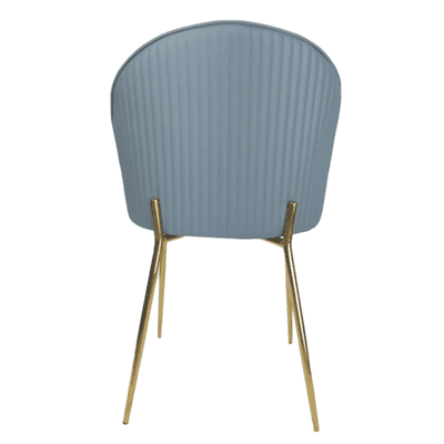 כסא אוכל מעוצב דגם STRIPES דמוי עור אפור רגלים זהב