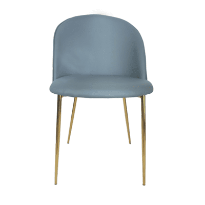 כסא אוכל מעוצב דגם STRIPES דמוי עור אפור רגלים זהב