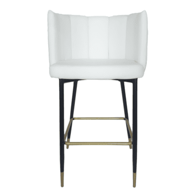 כסא בר צדפה דגם MONA דמוי עור לבן