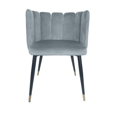 כסא אוכל צדפה קטיפה דגם MONA-אפור