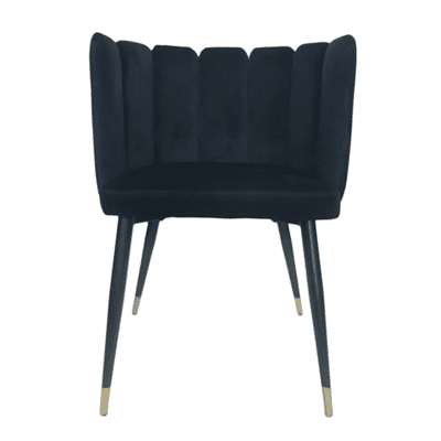 כסא אוכל צדפה קטיפה דגם MONA- שחור