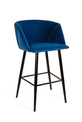 כסא בר מעוצב דגם CAESAR-בד קטיפה גוון כחול