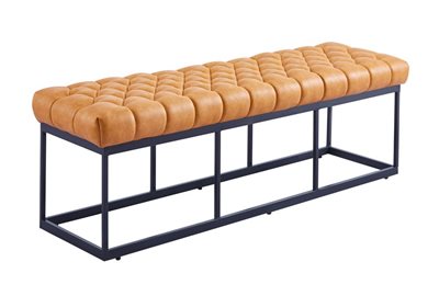 ספסל מעוצב דגם Chester קפיטונאז' דמוי עור גוון קוניאק -140 ס''מ