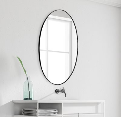 מראה אובלית מעוצבת מסגרת מתכת שחורה- 78*108