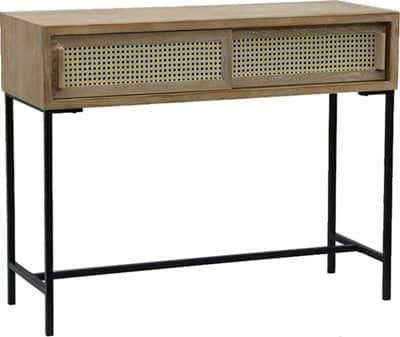 קונסולה ראטן מעוצבת דגם BONIE עשויה עץ בשילוב דלתות סלייד ראטן