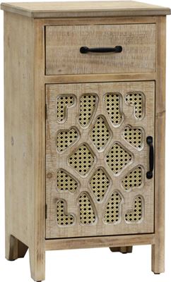 שידה מעוצבת דגם GANA עץ בשילוב ראטן דלת ומגירה