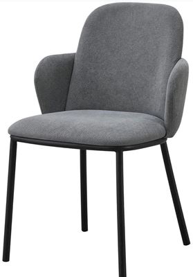 כסא אוכל מעוצב דגם VALERY בד גוון אפור בשילוב רגל שחורה