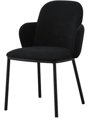 כסא אוכל מעוצב דגם VALERY בד גוון שחור בשילוב רגל שחורה