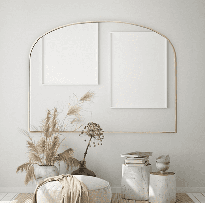 מראה מעוצבת חצי מעוגלת דגם ODEL קשת רחבה מתכת זהב- 100 ס''מ