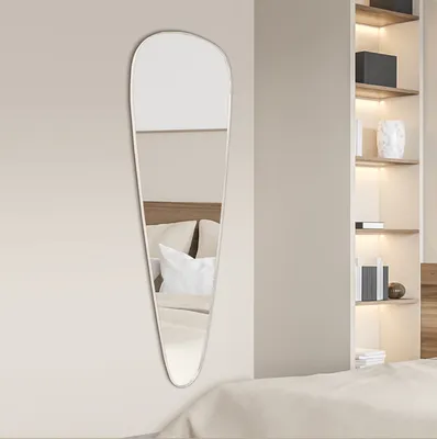 מראת גוף מעוצבת בסגנון טיפה מסגרת מתכת לבנה -160 ס''מ