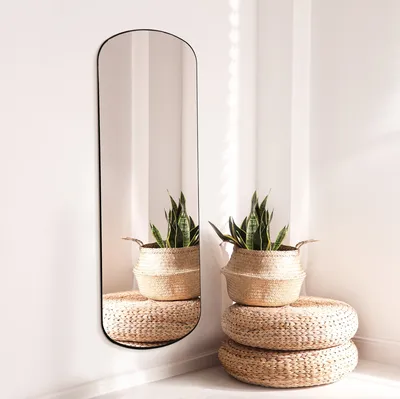 מראה אובלית דגם VEGAS קשת רחבה מסגרת מתכת שחורה - 60*180 סמ