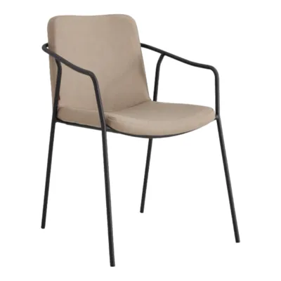 כסא אוכל מעוצב דגם NIKOLA בד דמוי עור גוון בשילוב ידית ורגל שחורה