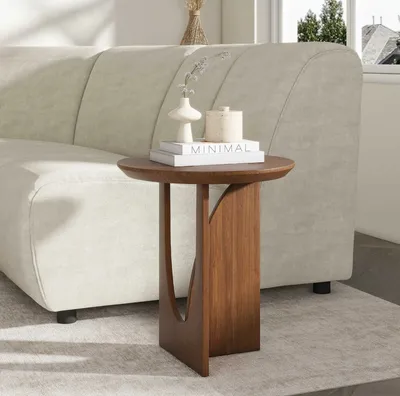 שולחן צד מעוצב דגם ORLANDO עץ מלא בגוון אגוז